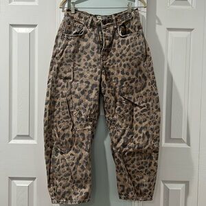 Free People barrel jeans leopard